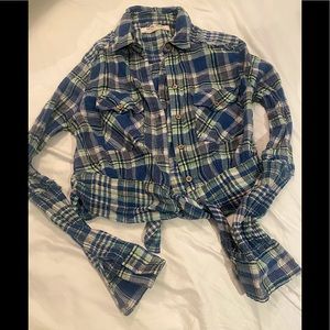 NWOT We The Free Plaid Tie-Front Top